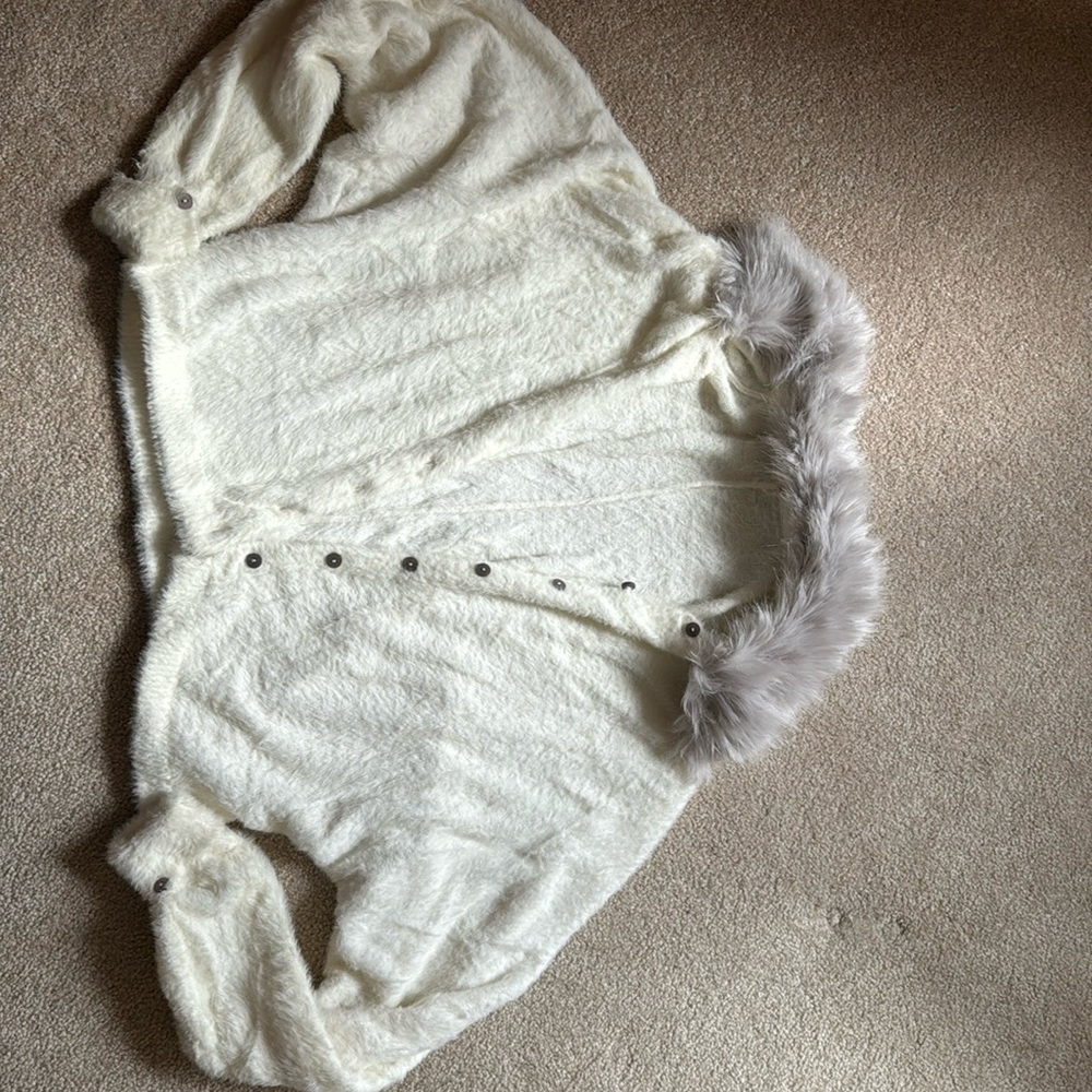 Free people cardigan with faux fur trim small